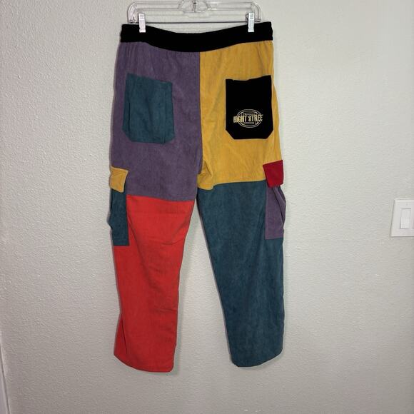 Aelfric Eden Large Pants Color Block Patchwork Corduroy 90s Hip Hop Cargo Baggy - Picture 2 of 13